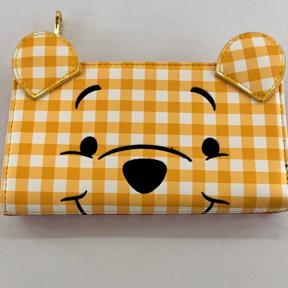 Disney Loungefly Winnie The Pooh Wallet Red Yellow Gingham 2021 Large - Picture 1 of 8